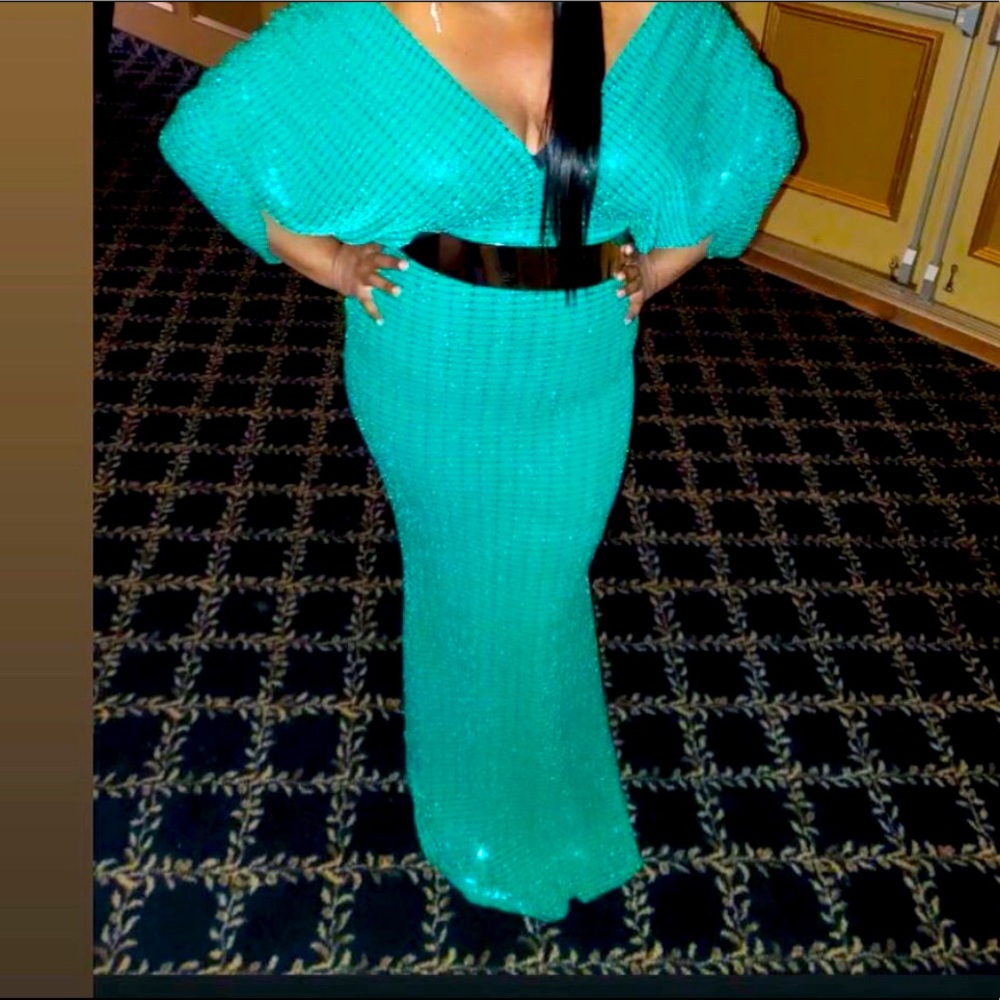 Long Green Dress With a Little Shimmer